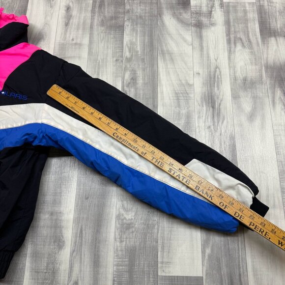 ✅ Womens L VTG Polaris Snowmobile Jacket Union Made USA Pink/Blue/Black Quilted - Picture 6 of 11